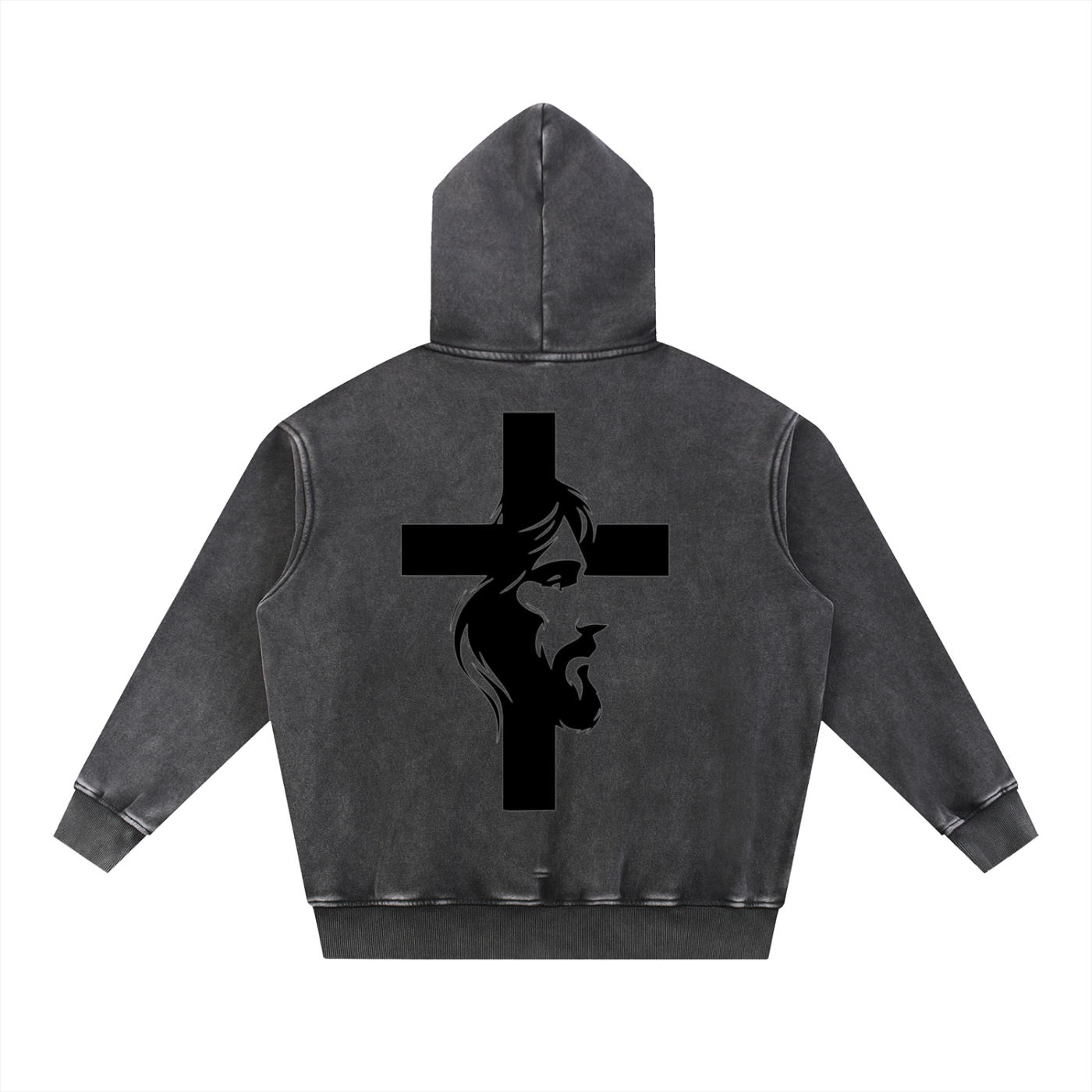 Jesus Cross - Snow Wash Fleece Oversize Hoodie