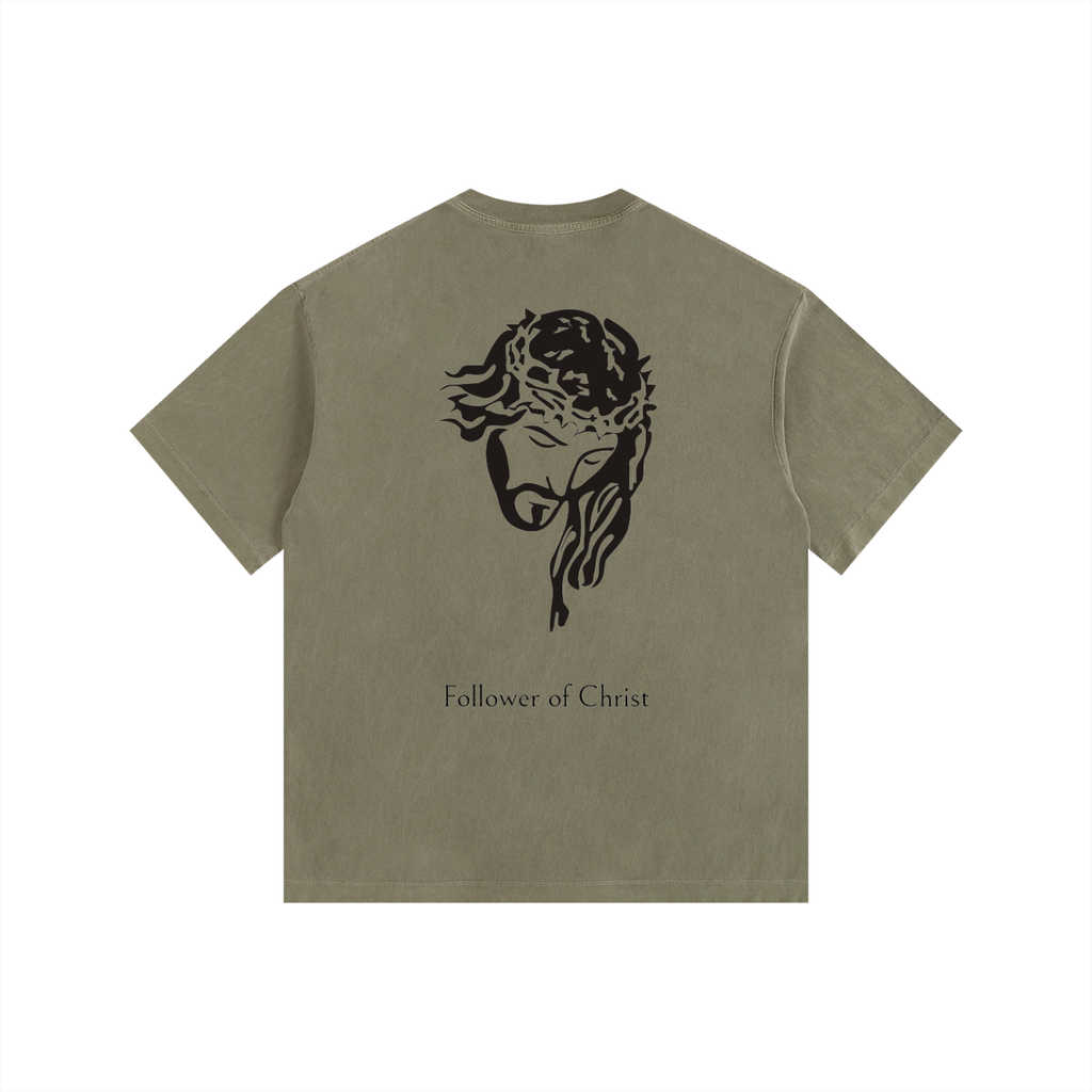 Follower of Christ - Vintage Washed Oversized Cotton T-Shirt