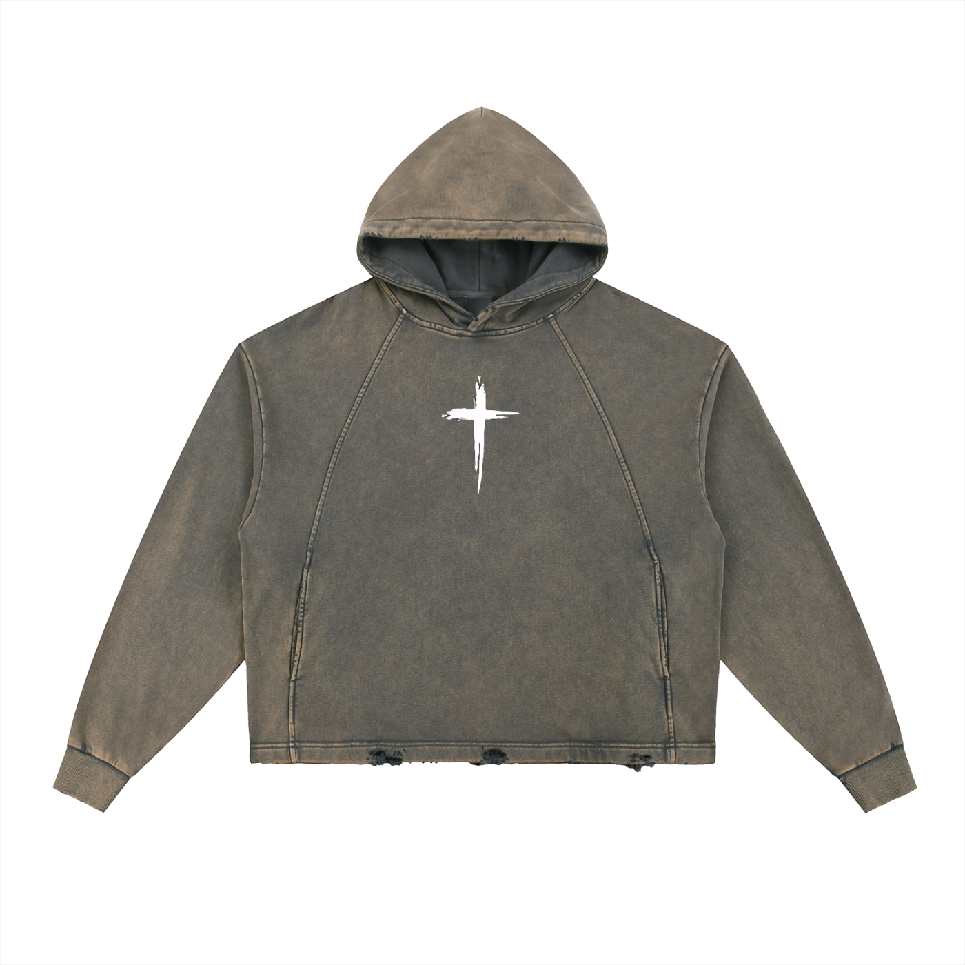 The Christ Frayed Hoodie - Vintage Washed Frayed-Hem Hoodie