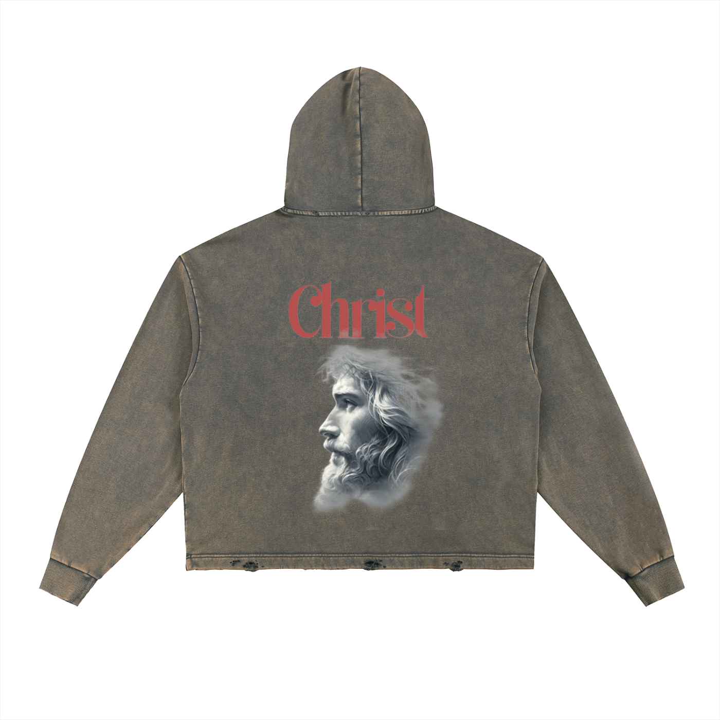 The Christ Frayed Hoodie - Vintage Washed Frayed-Hem Hoodie