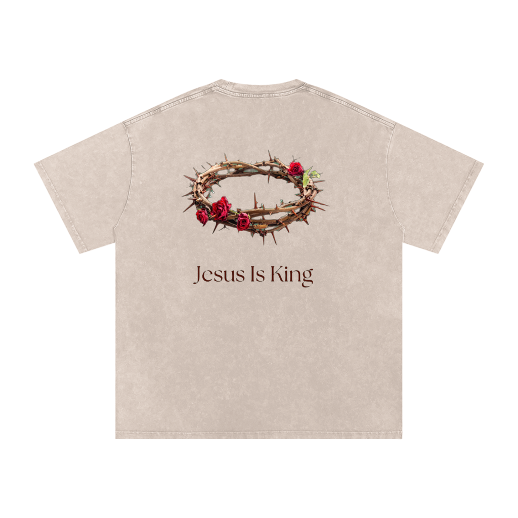 Jesus is King - Snow Washed Oversized Cotton T-Shirt