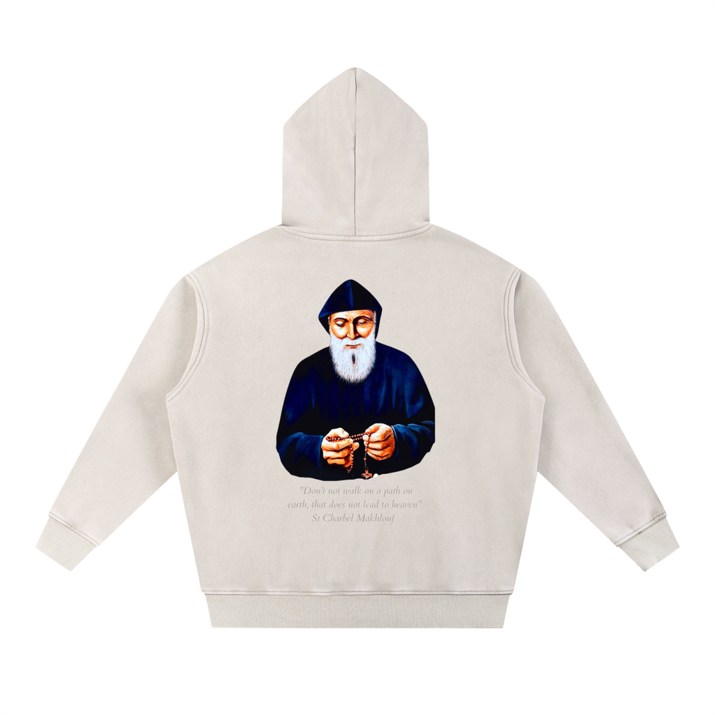 St Charbel Rosary - Snow Wash Fleece Oversize Hoodie