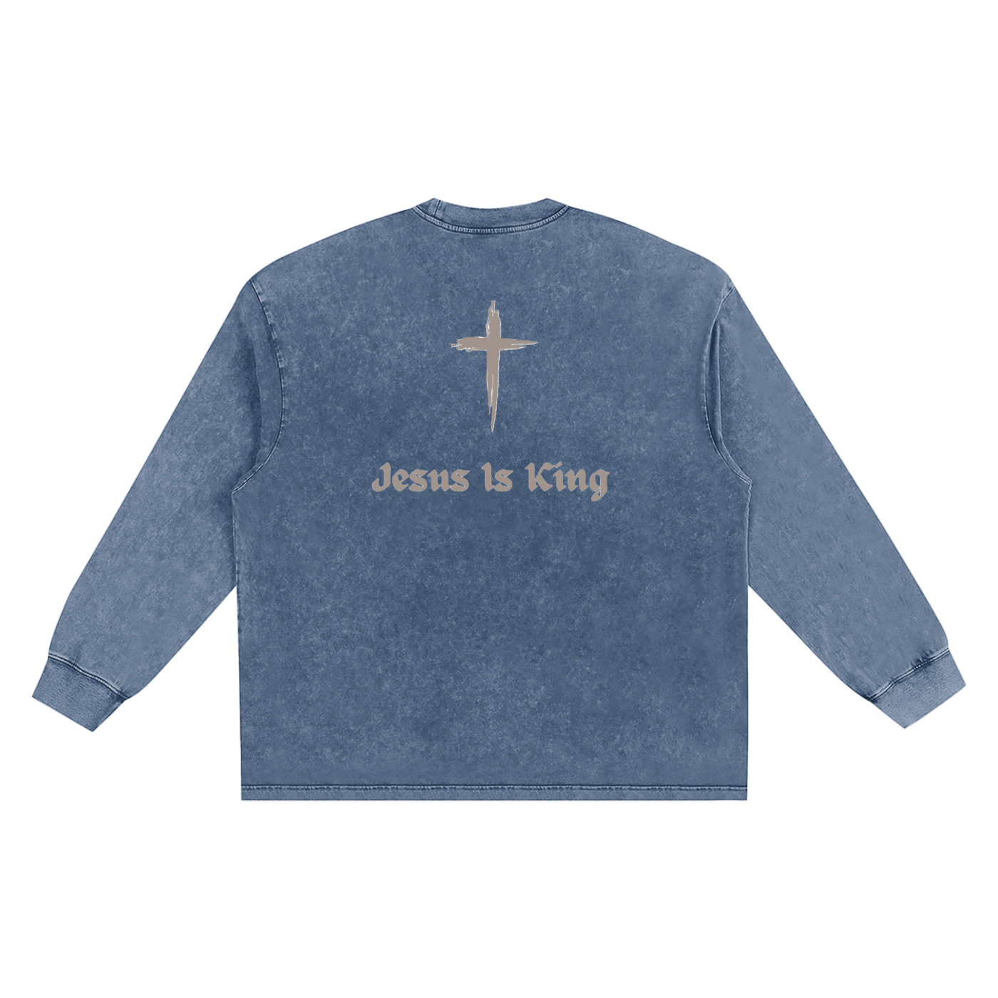 Jesus Is King Long Sleeve - Snow Washed Frayed Edge T-Shirt