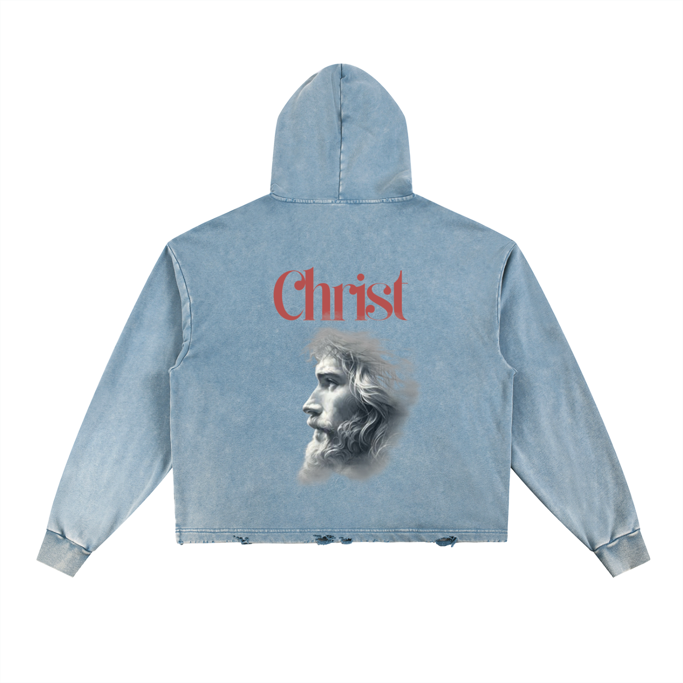 The Christ Frayed Hoodie - Vintage Washed Frayed-Hem Hoodie