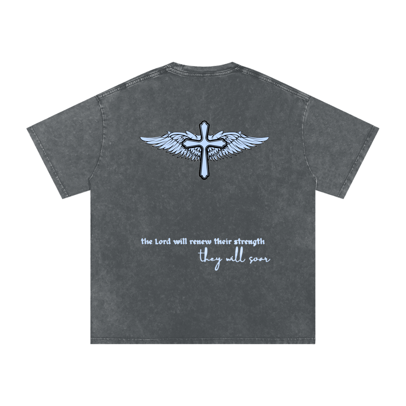 Cross Wings - Snow Washed Oversized Cotton T-Shirt