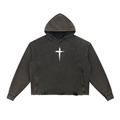 The Christ Frayed Hoodie - Vintage Washed Frayed-Hem Hoodie