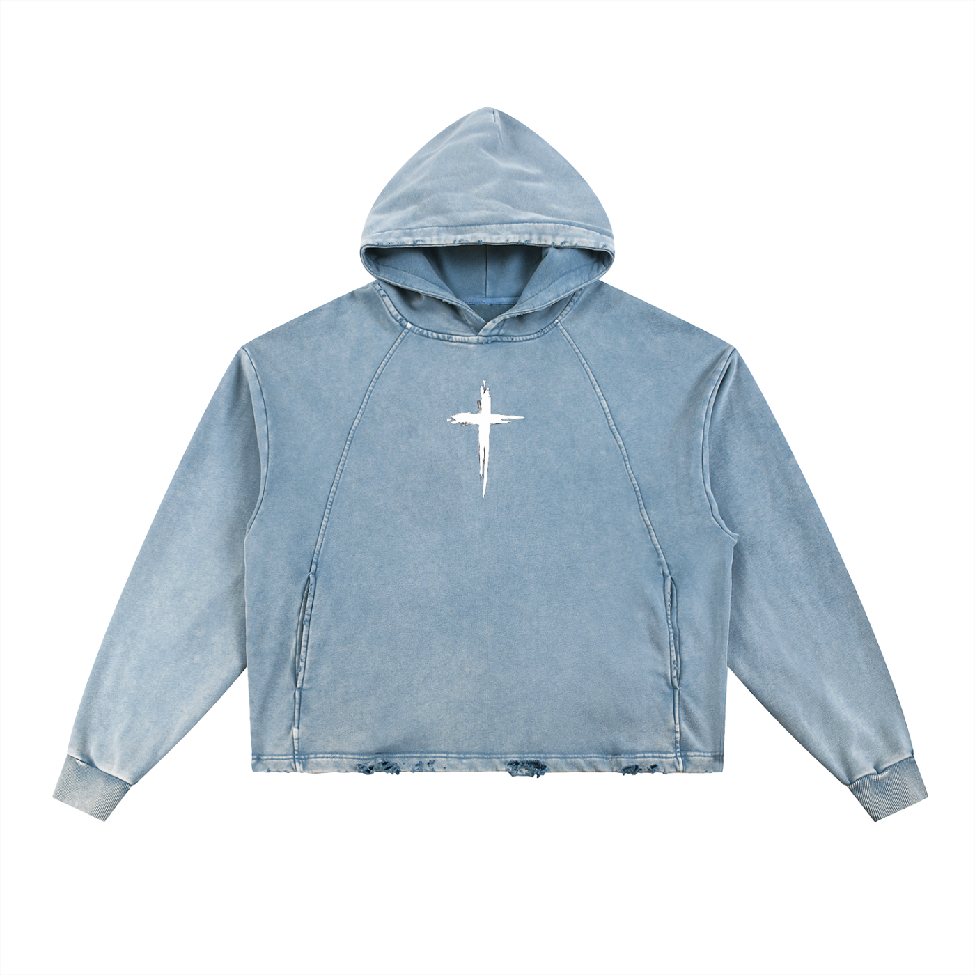 The Christ Frayed Hoodie - Vintage Washed Frayed-Hem Hoodie