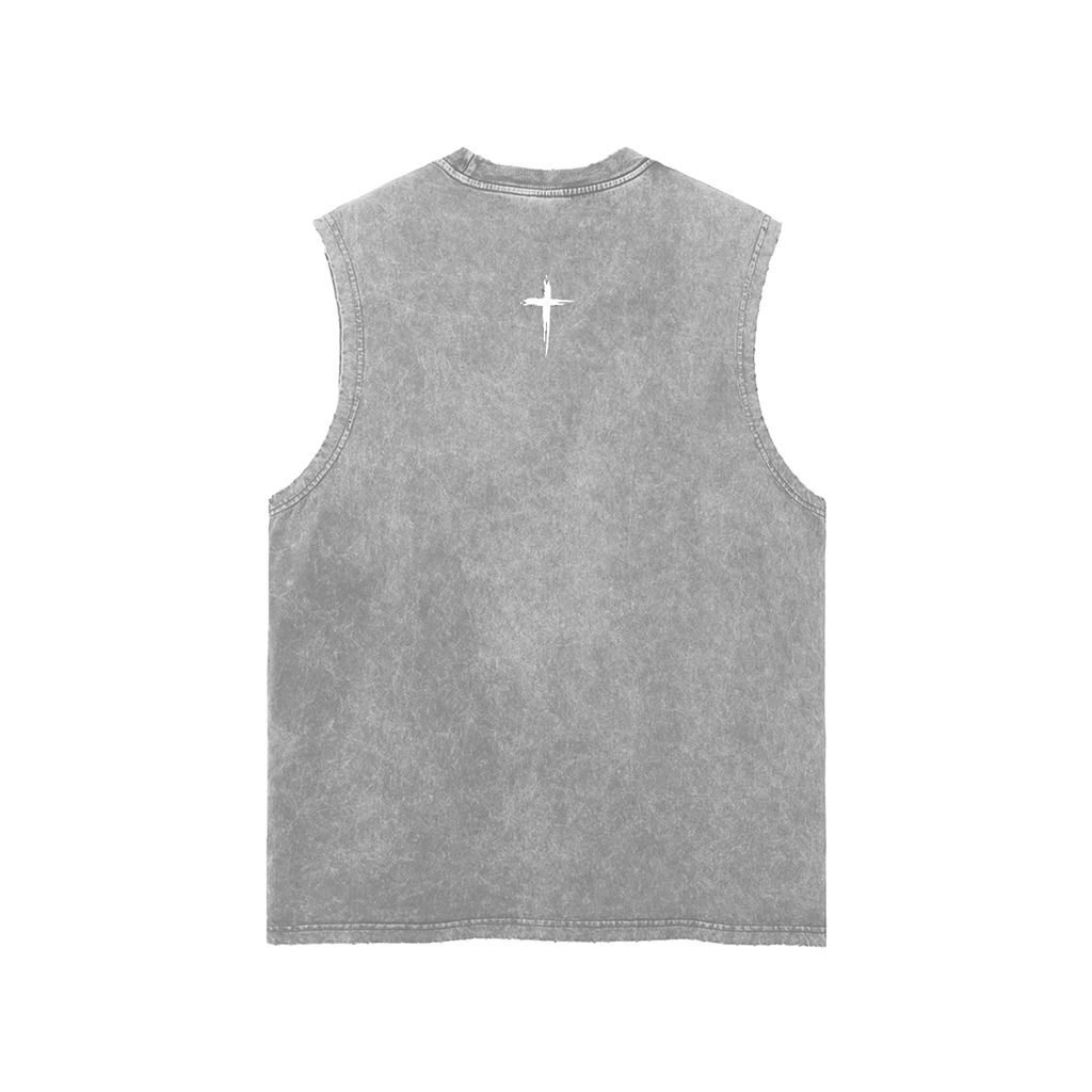 The Christ - Snow Washed Frayed Hem Tank Top