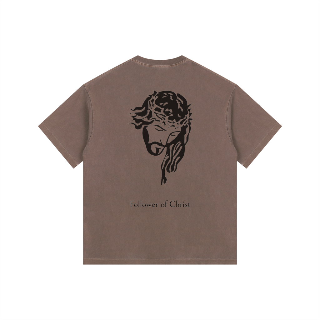 Follower of Christ - Vintage Washed Oversized Cotton T-Shirt