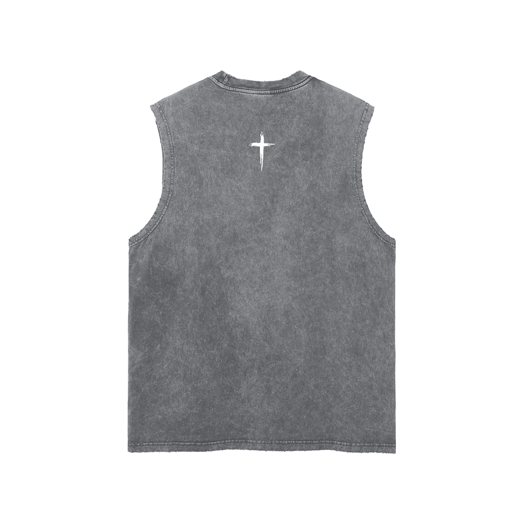 The Christ - Snow Washed Frayed Hem Tank Top