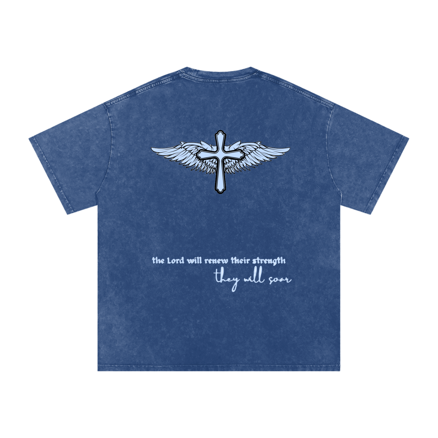 Cross Wings - Snow Washed Oversized Cotton T-Shirt