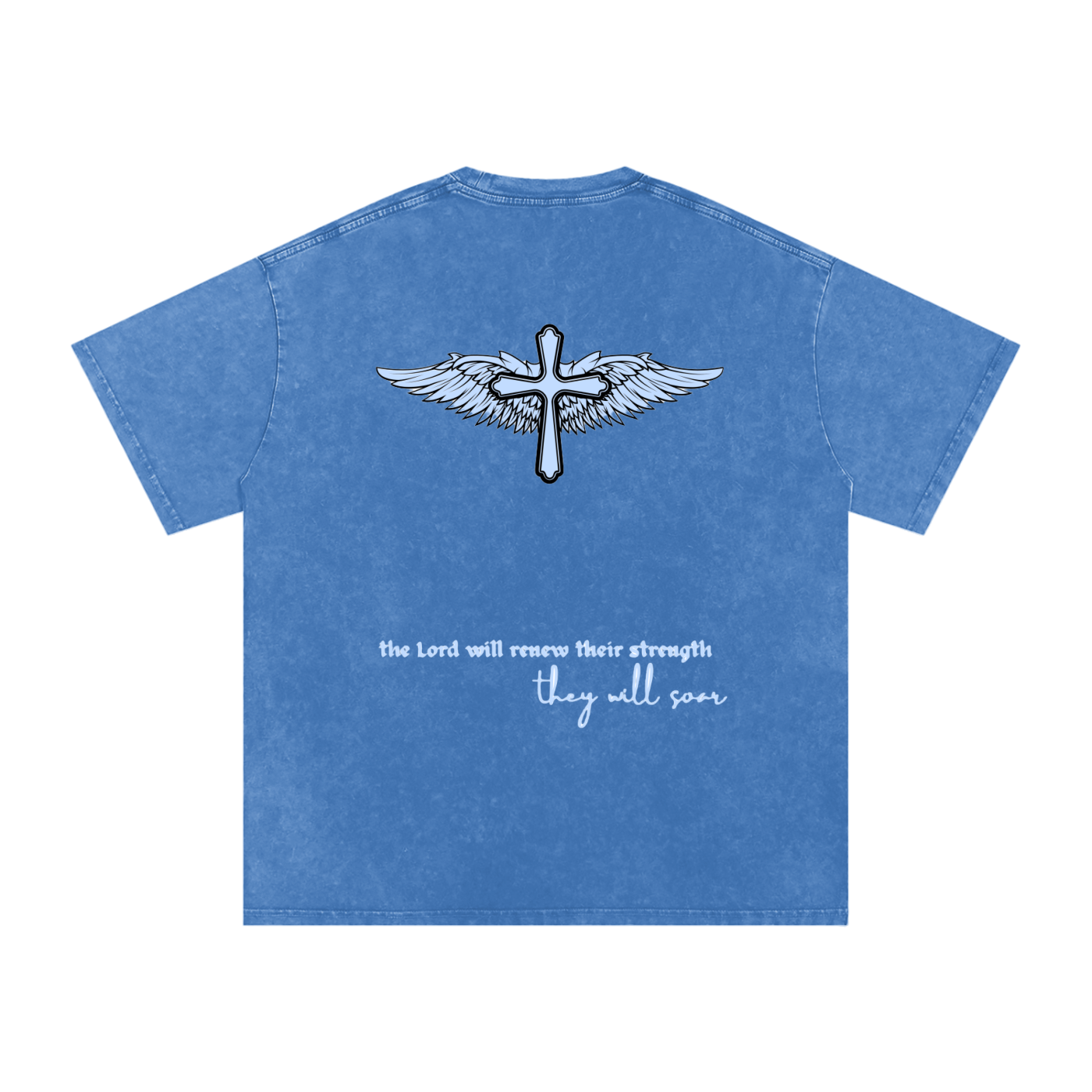 Cross Wings - Snow Washed Oversized Cotton T-Shirt