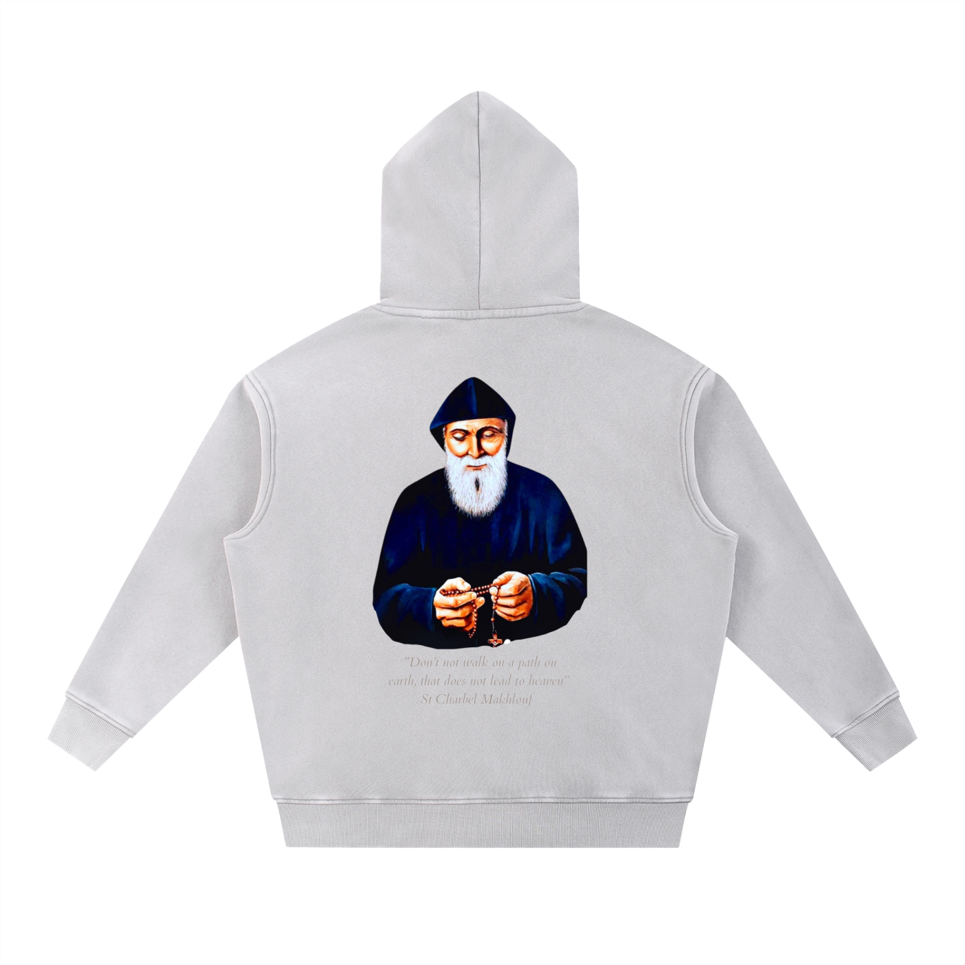St Charbel Rosary - Snow Wash Fleece Oversize Hoodie