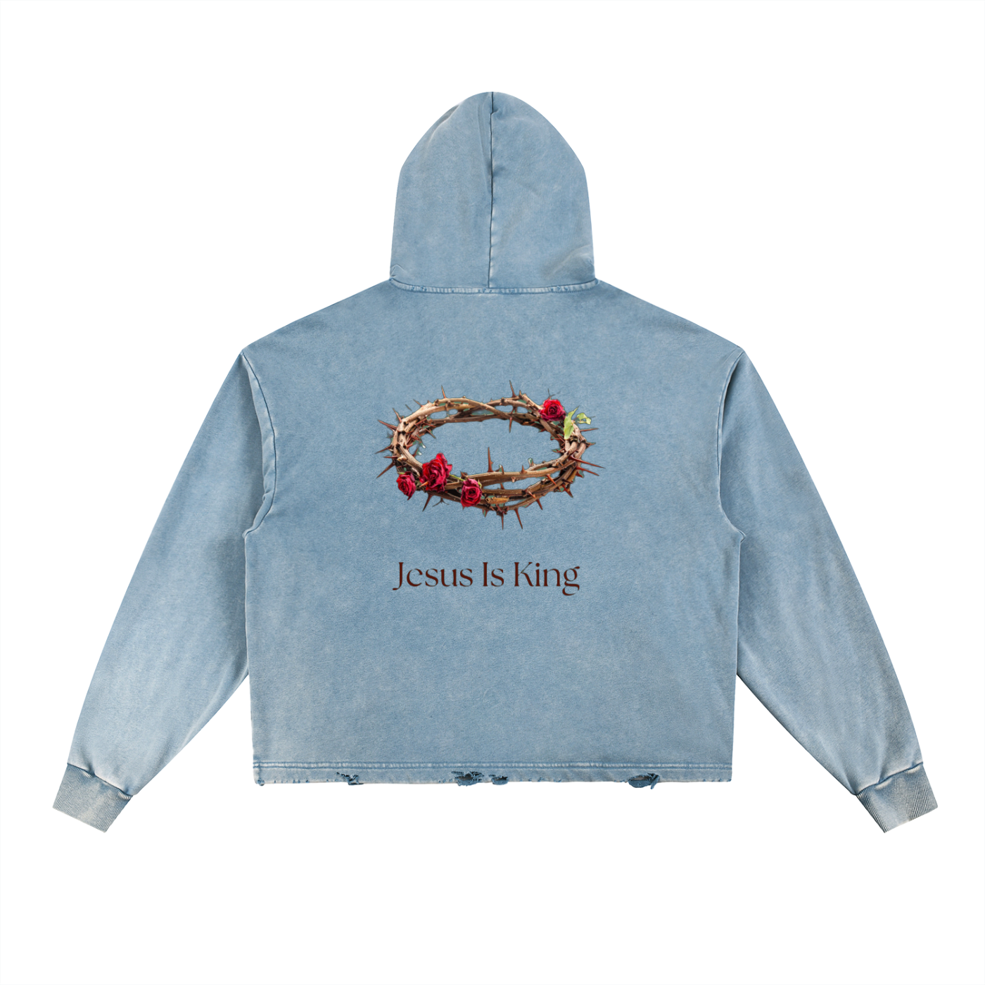 Jesus is King - Vintage Washed Frayed-Hem Hoodie