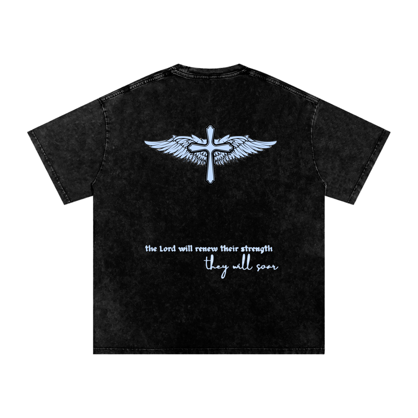 Cross Wings - Snow Washed Oversized Cotton T-Shirt