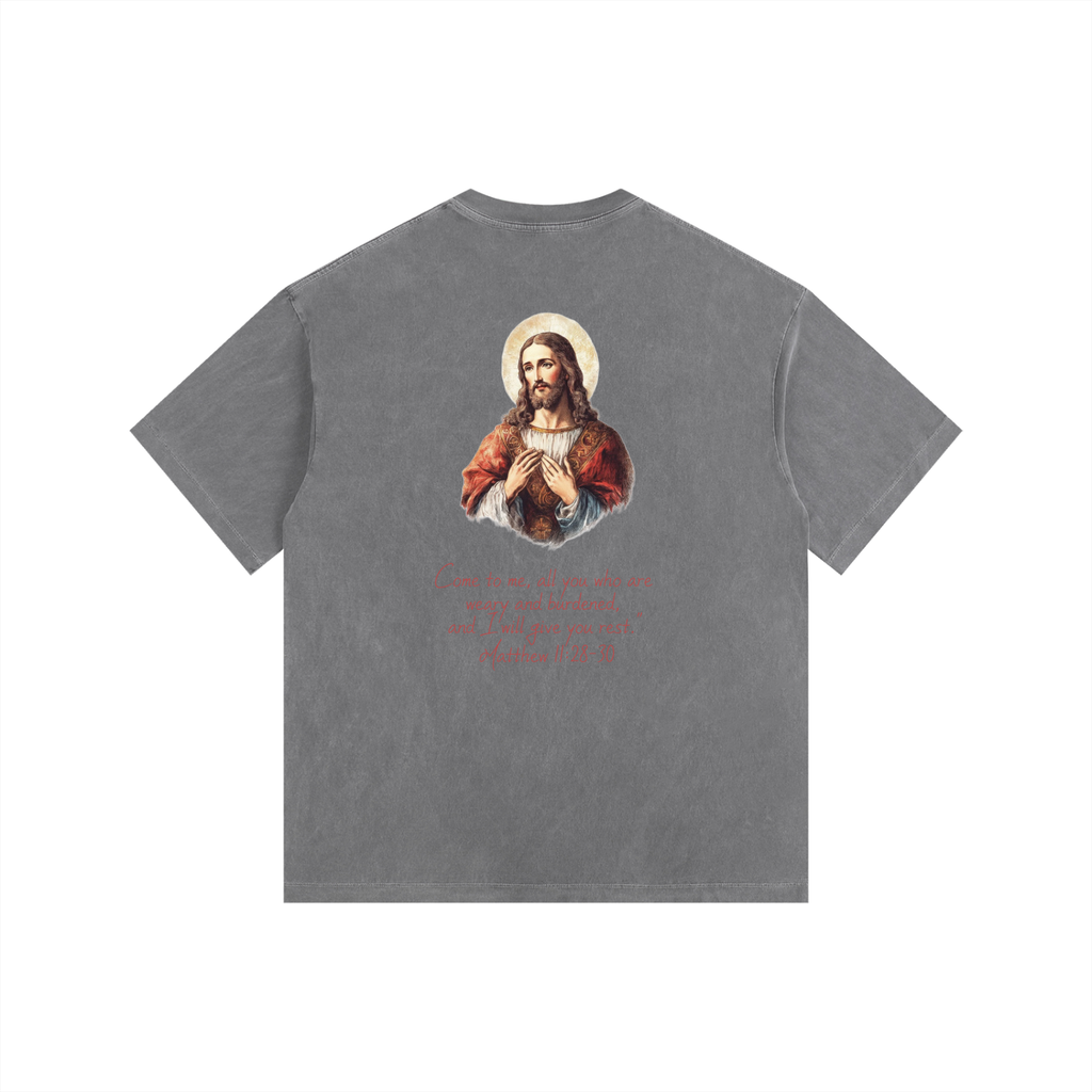 Matthew 11 - Vintage Washed Oversized Cotton T-Shirt