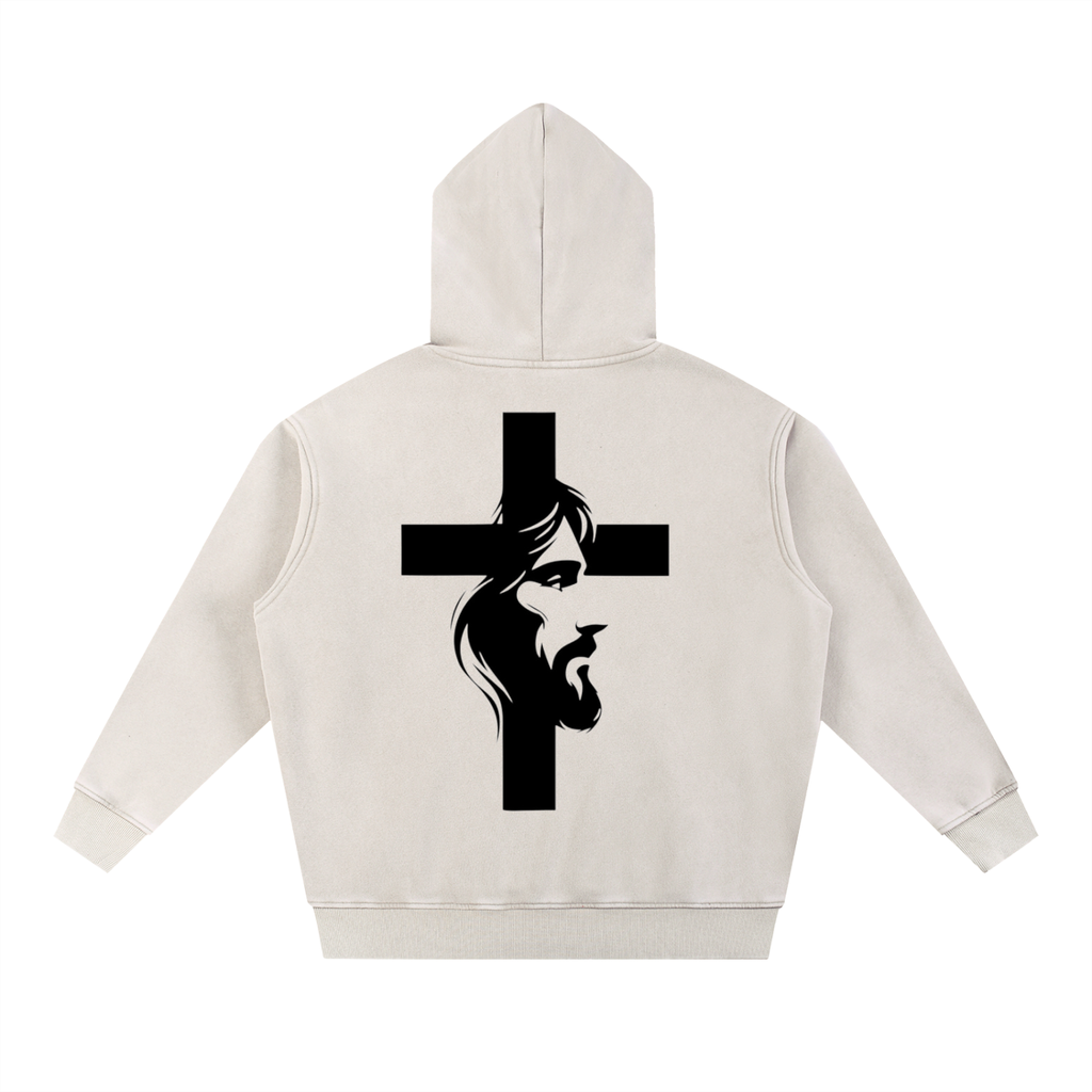 Jesus Cross - Snow Wash Fleece Oversize Hoodie
