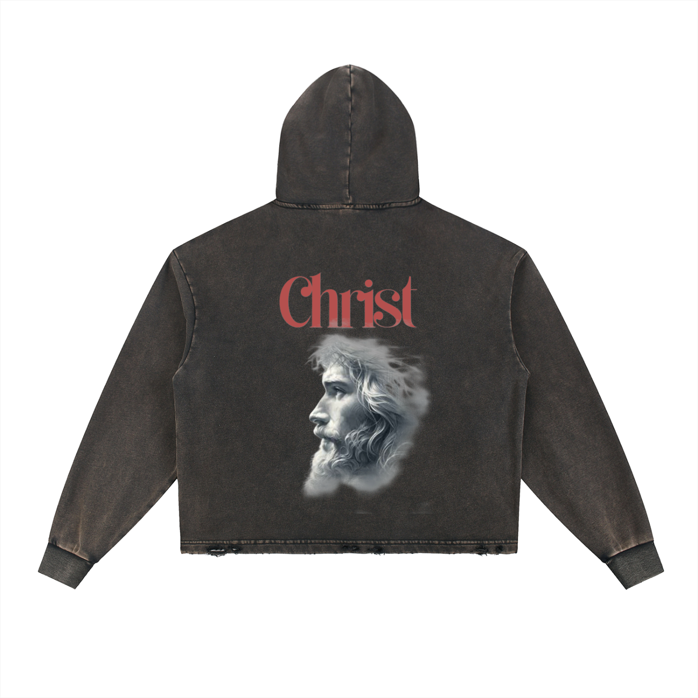 The Christ Frayed Hoodie - Vintage Washed Frayed-Hem Hoodie