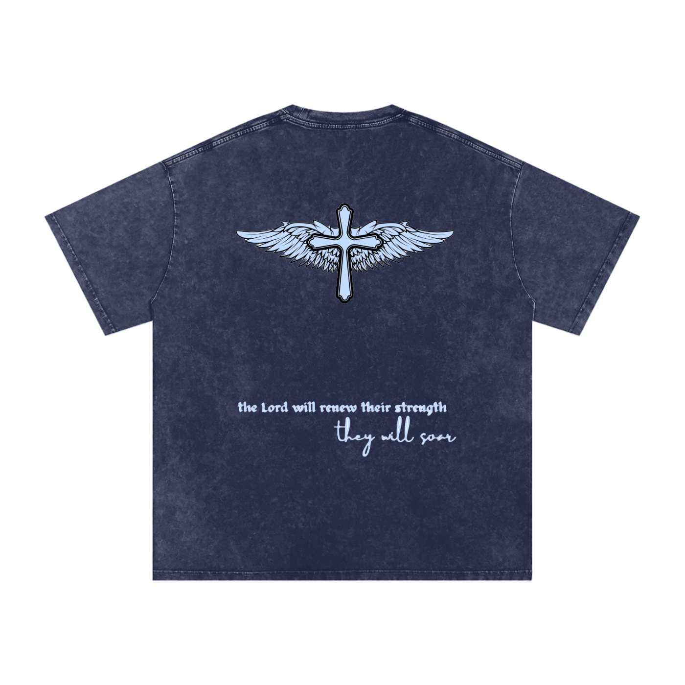 Cross Wings - Snow Washed Oversized Cotton T-Shirt
