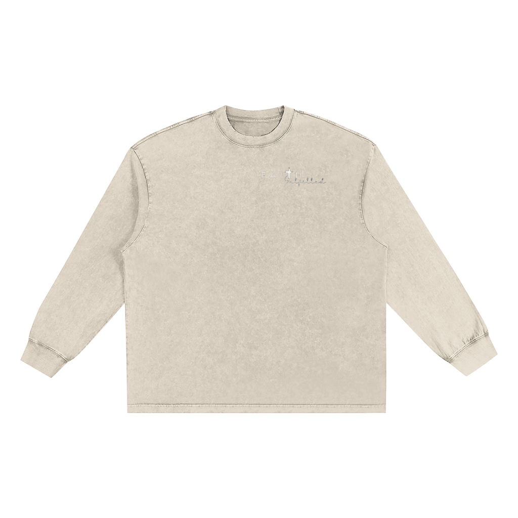 Jesus Is King Long Sleeve - Snow Washed Frayed Edge T-Shirt