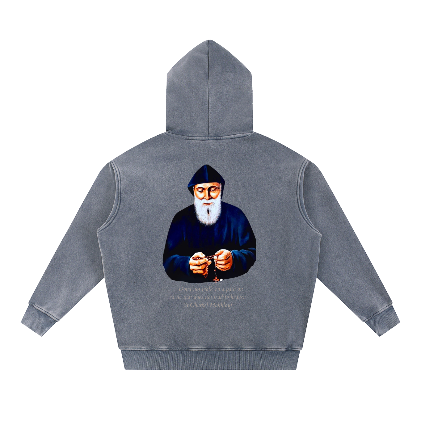 St Charbel Rosary - Snow Wash Fleece Oversize Hoodie