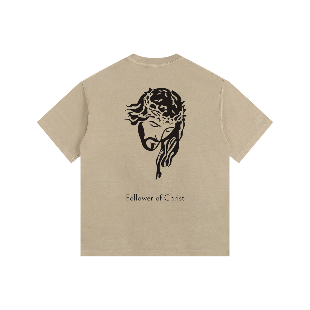 Follower of Christ - Vintage Washed Oversized Cotton T-Shirt